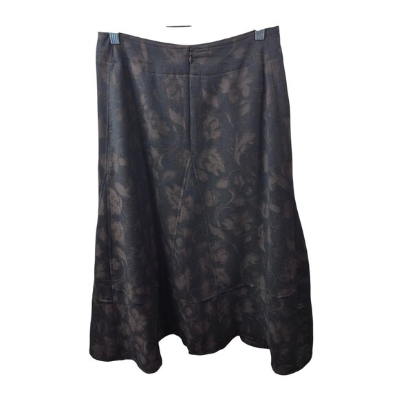 J Jill Skirt Womens 4 Petite Black Brown Wool Blend A Line Pleated Midi Length - Picture 2 of 9